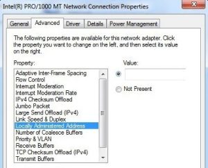 Spoof a MAC Address in Windows