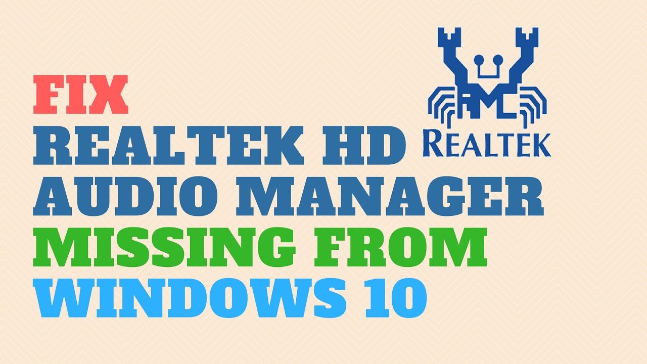 How to Fix Real­tek HD Audio Man­ag­er