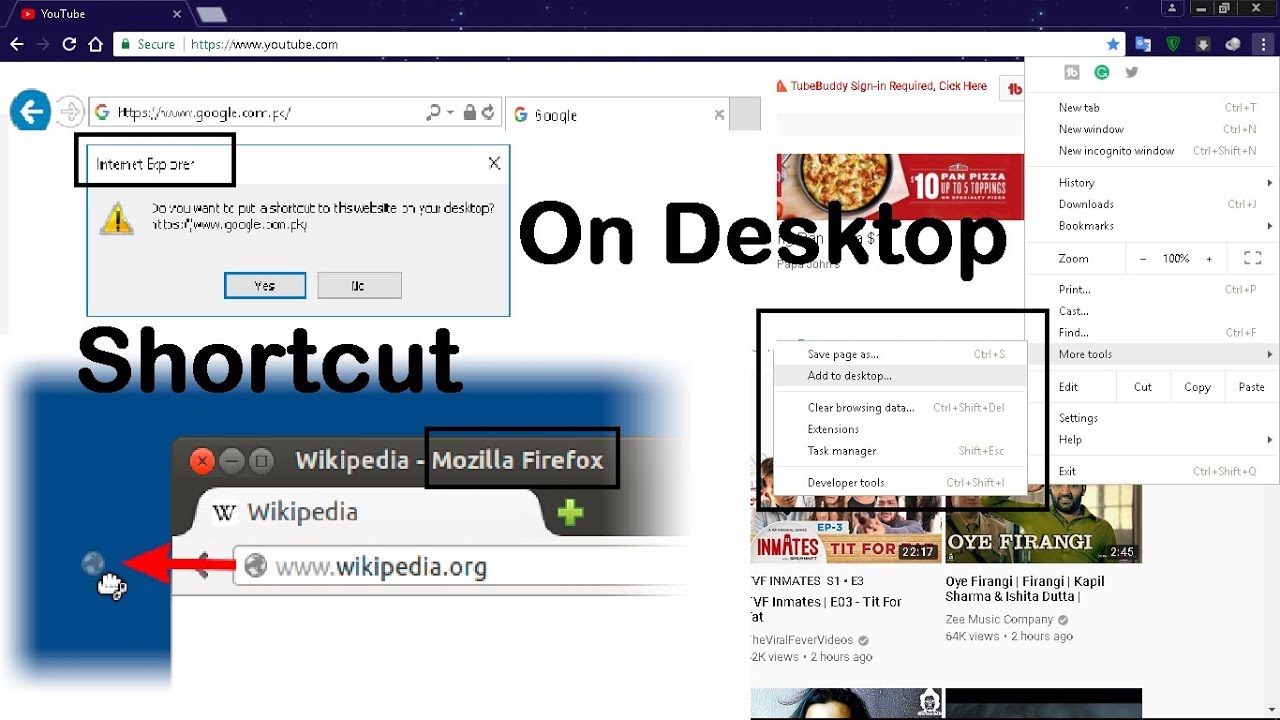 create website shortcut on desktop chrome