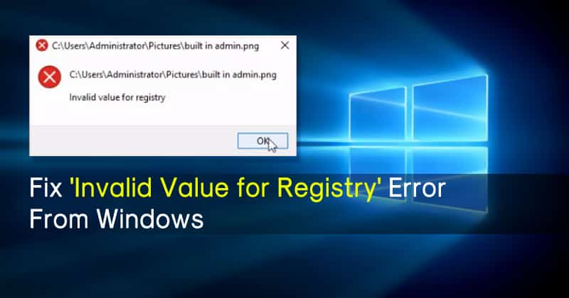 invalid value for registry