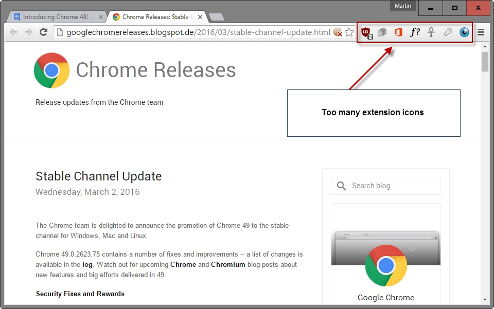 hidden extensions chrome