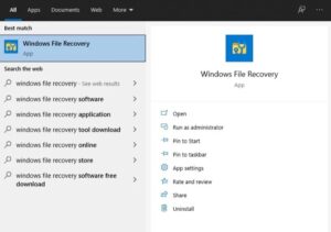 Windows file Recovery tool