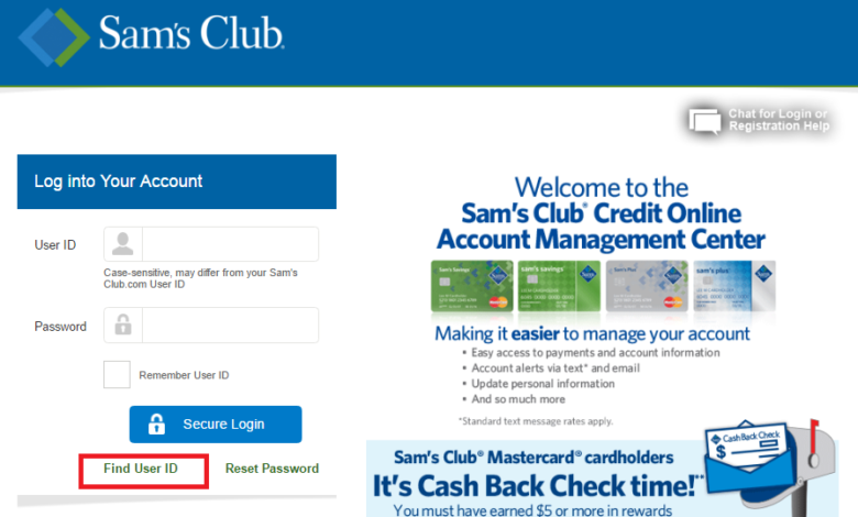 sam's club credit card login