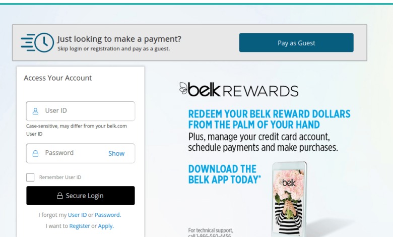 belks credit card login