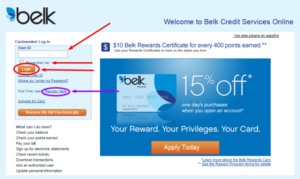 belks credit card login