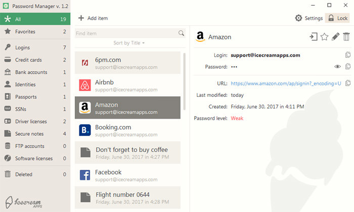 Icecream Password Manager.