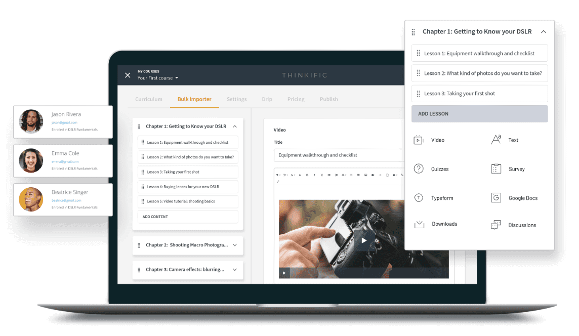 Best for large volume of students: Thinkific